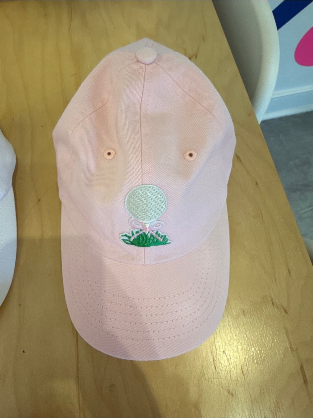 Kids Pink Golf Ball Embroidered Baseball Cap